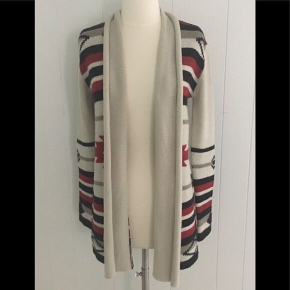 5/48 Open Knit Cardigan Aztec Pattern Sweater XS - Picture 2 of 7